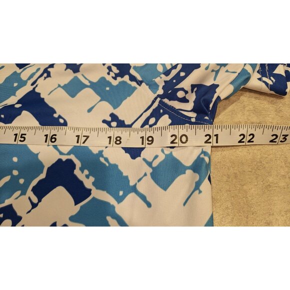 ShankitGolf Polo Shirt Mens Medium Blue White Abstract Pattern Golf Stretch Top - Picture 8 of 9
